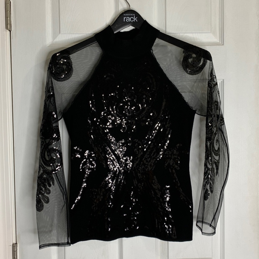 Inc ladies black sequin dress sweater